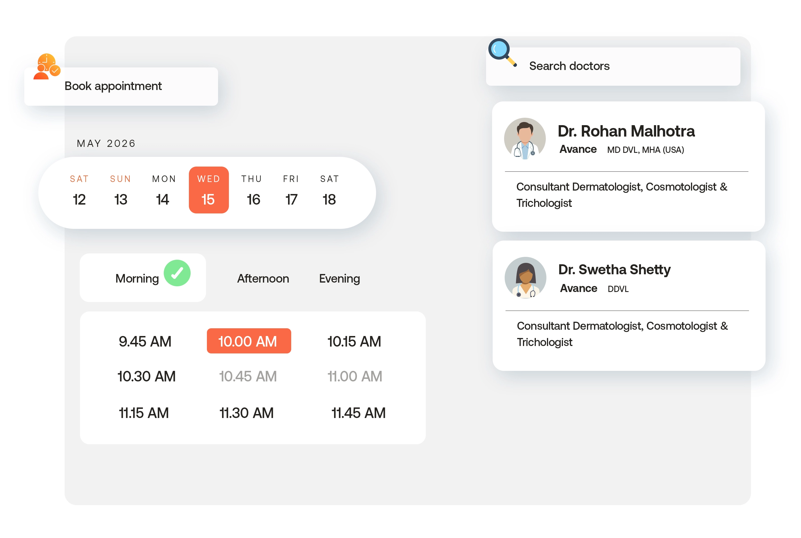 Doctor search and appointment booking